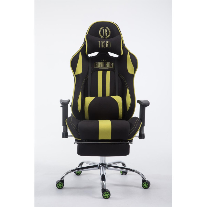 Chaise de bureau de course Limit V2 en tissu avec repose-pieds noir/vert