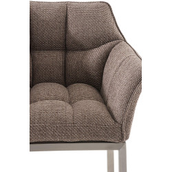 Tabouret de bar Damaso E, tissu avec piètement à 4 pieds, brun terre