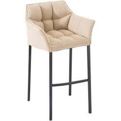 Taburete de bar Damaso B, tapizado en tela con estructura de 4 patas, color crema
