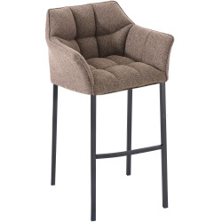 Tabouret de bar Damaso B, tissu, piètement à 4 pieds, brun terre