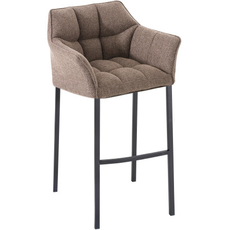 Sgabello da bar Damaso B, tessuto con struttura a 4 gambe, marrone terra