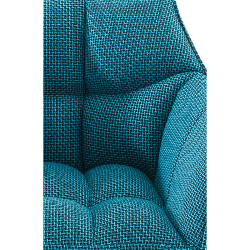 Taburete de bar Damaso B tapizado en tela con estructura de 4 patas, color turquesa