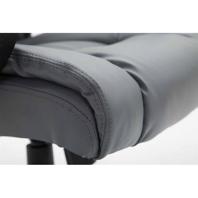 Chaise de bureau XL Sparta en cuir artificiel gris