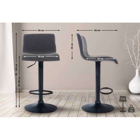 Tabouret de bar Hoover tissu B gris foncé