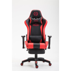 Chaise de bureau Boavista en cuir artificiel avec repose-pieds noir/rouge