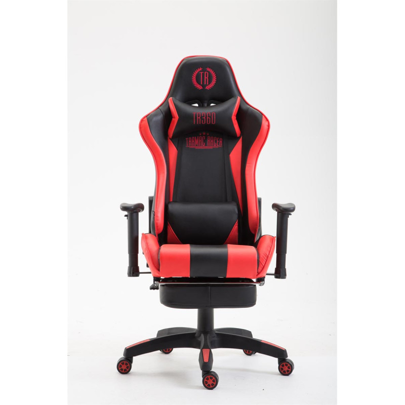 Chaise de bureau Boavista en cuir artificiel avec repose-pieds noir/rouge