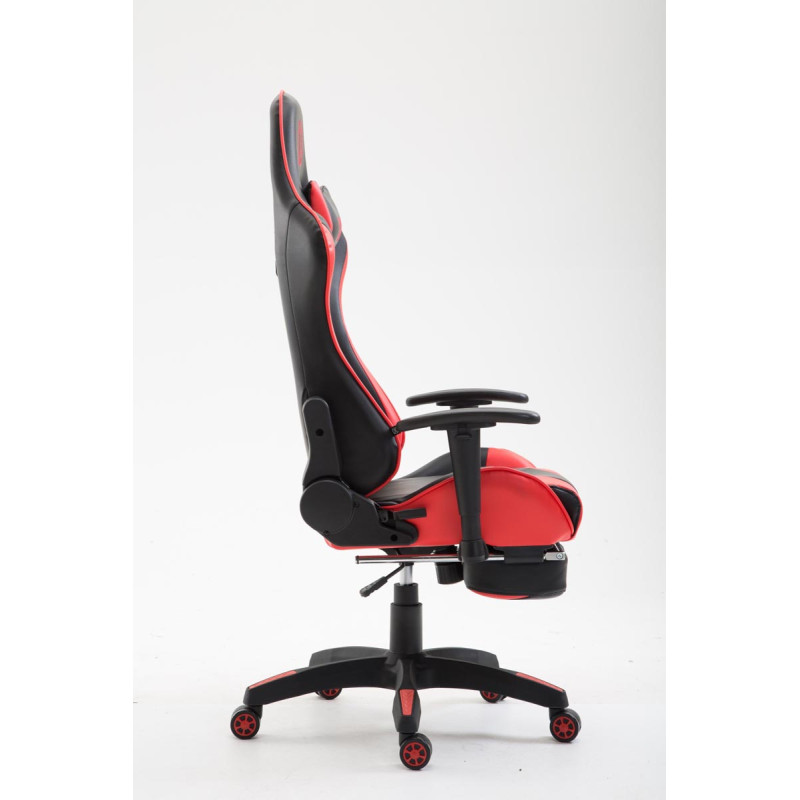 Chaise de bureau Boavista en cuir artificiel avec repose-pieds noir/rouge