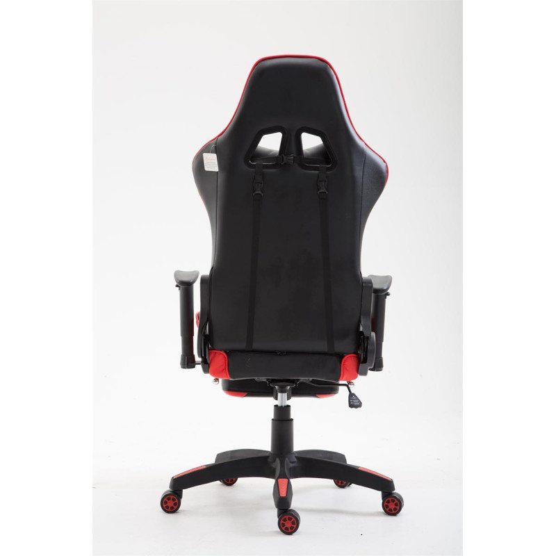 Chaise de bureau Boavista en cuir artificiel avec repose-pieds noir/rouge
