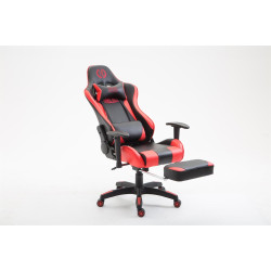 Chaise de bureau Boavista en cuir artificiel avec repose-pieds noir/rouge