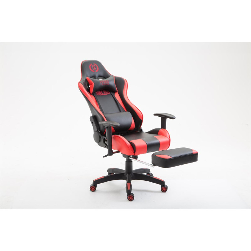 Chaise de bureau Boavista en cuir artificiel avec repose-pieds noir/rouge