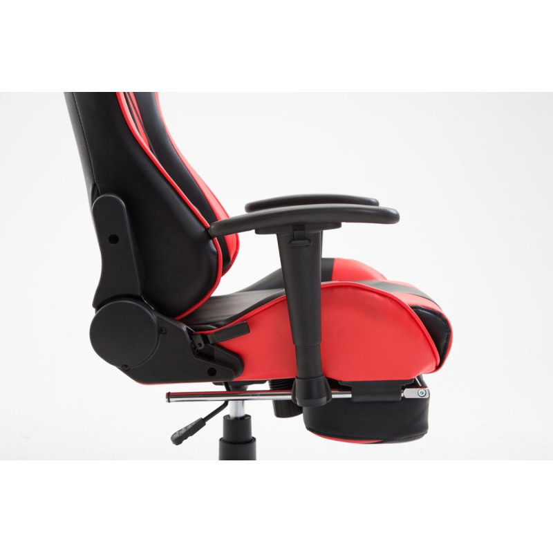 Chaise de bureau Boavista en cuir artificiel avec repose-pieds noir/rouge