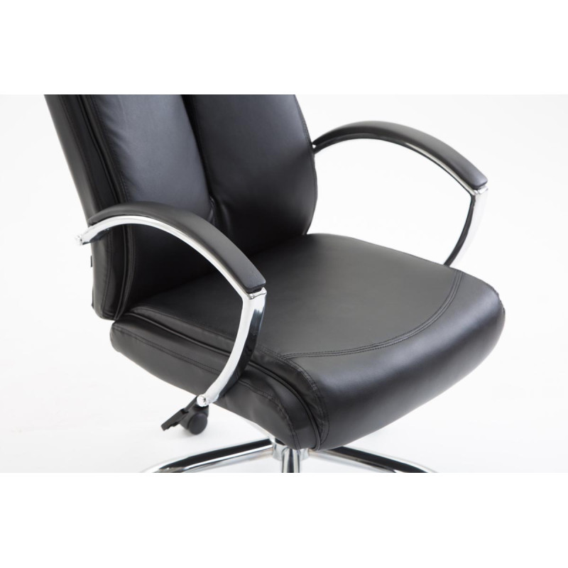 Chaise de bureau vaudoise en cuir artificiel noir