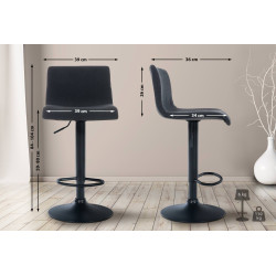 Tabouret de bar Hoover tissu B noir