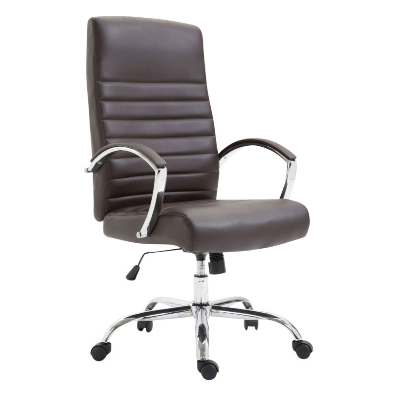 Chaise de bureau Valais en cuir artificiel brun