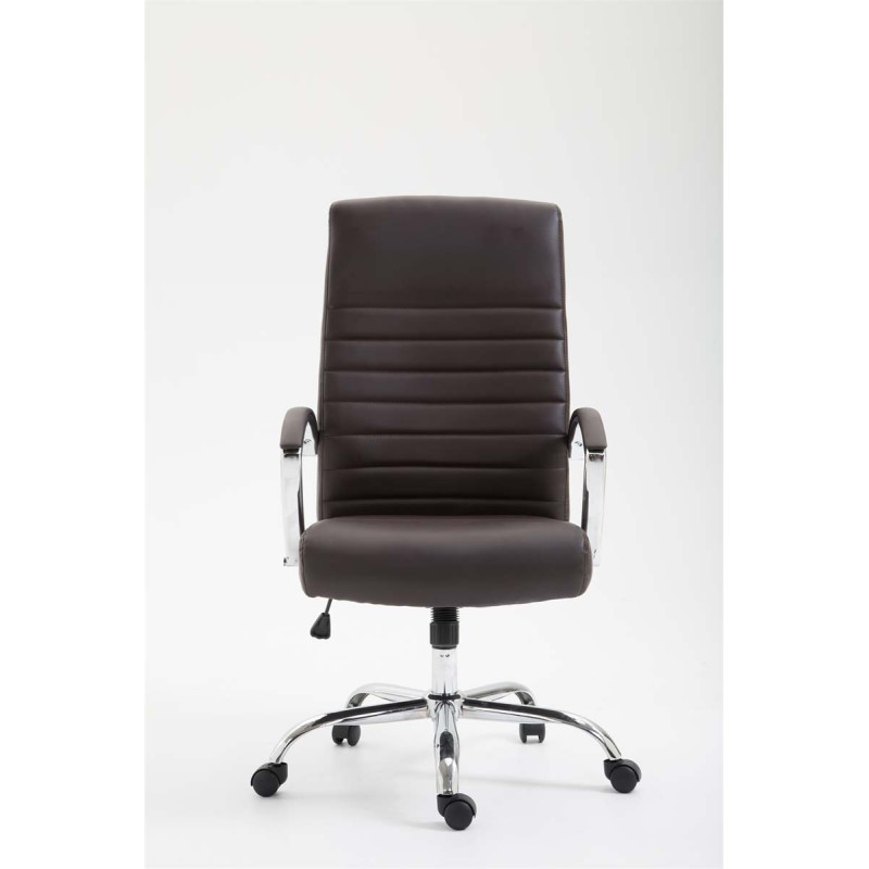 Chaise de bureau Valais en cuir artificiel brun