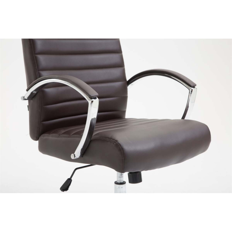 Chaise de bureau Valais en cuir artificiel brun