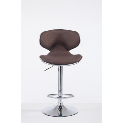 Tabouret de bar Las Vegas V2, tissu, marron chromé