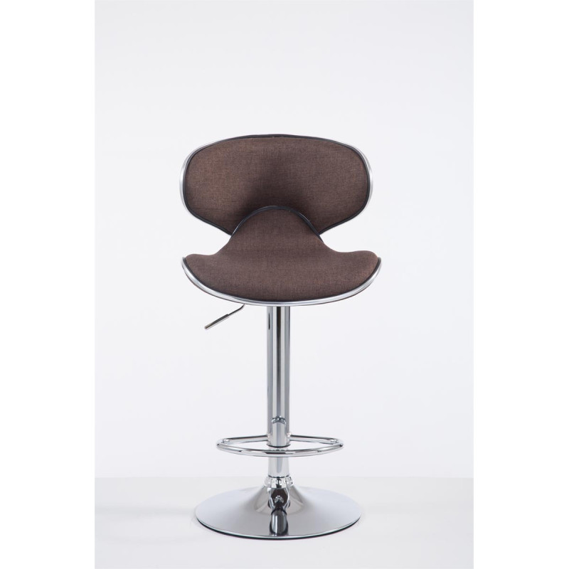 Tabouret de bar Las Vegas V2, tissu, marron chromé