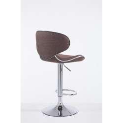 Tabouret de bar Las Vegas V2, tissu, marron chromé