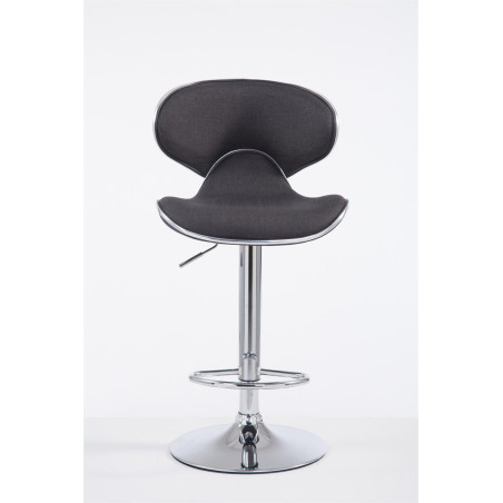Tabouret de bar Las Vegas V2, tissu, chrome, gris foncé