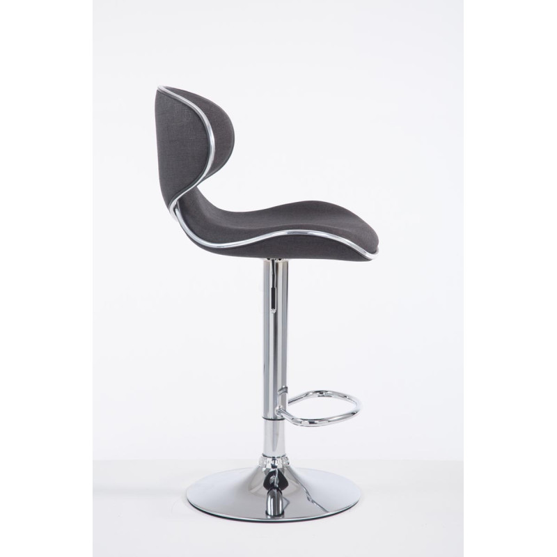 Tabouret de bar Las Vegas V2, tissu, chrome, gris foncé