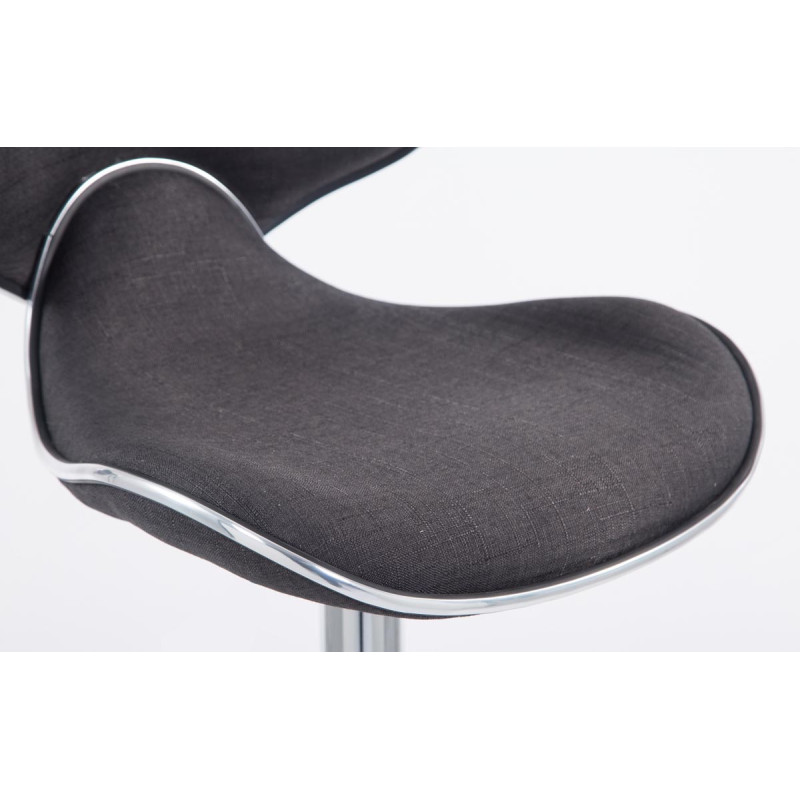 Tabouret de bar Las Vegas V2, tissu, chrome, gris foncé