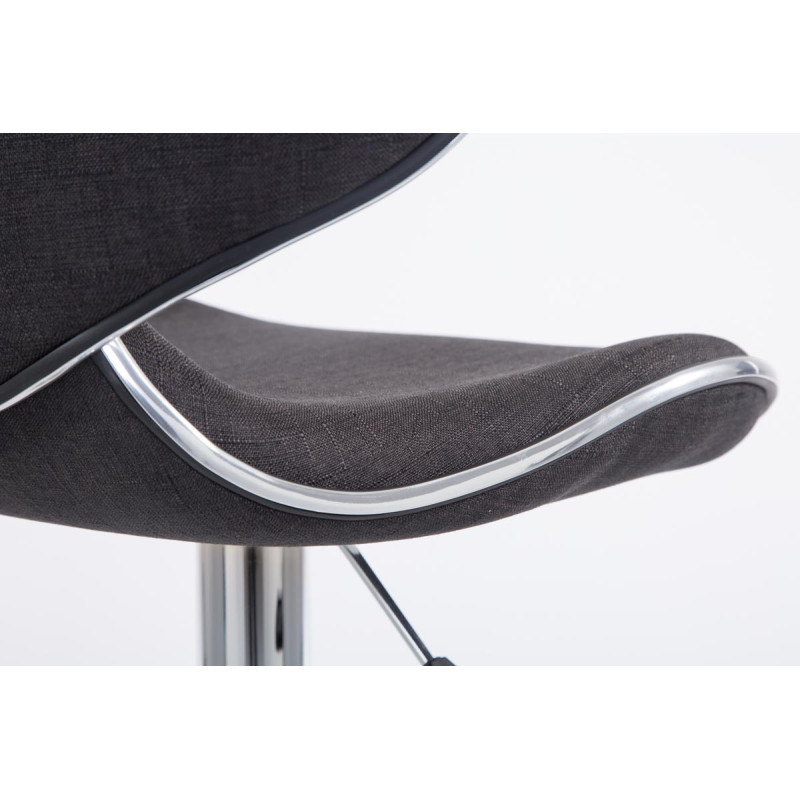 Tabouret de bar Las Vegas V2, tissu, chrome, gris foncé