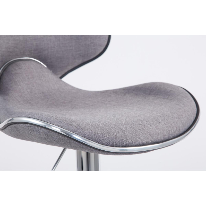 Tabouret de bar Las Vegas V2, tissu, chrome, gris clair