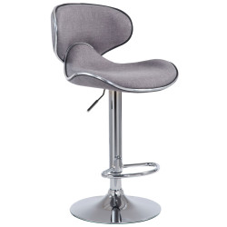 Tabouret de bar Las Vegas V2, tissu, chrome, gris clair