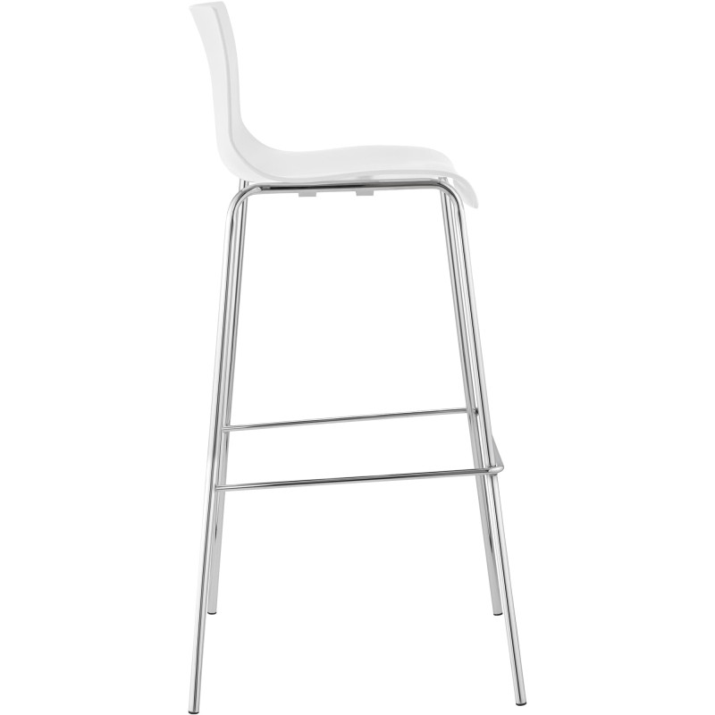 Tabouret de bar Hoover, chromé, piètement à 4 pieds, blanc
