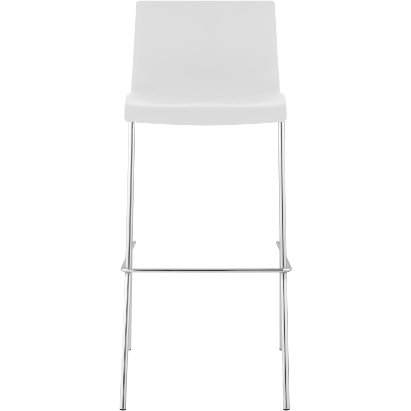 Sgabello da bar Hoover, cromato, struttura a 4 gambe, bianco