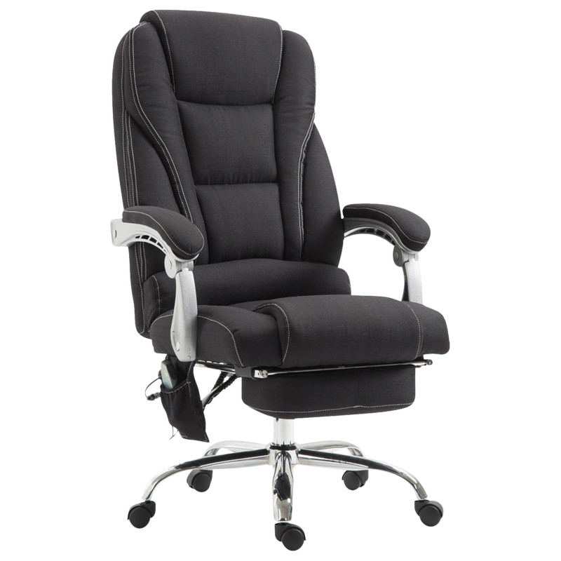 Chaise de bureau en tissu Pacific avec fonction massage noir