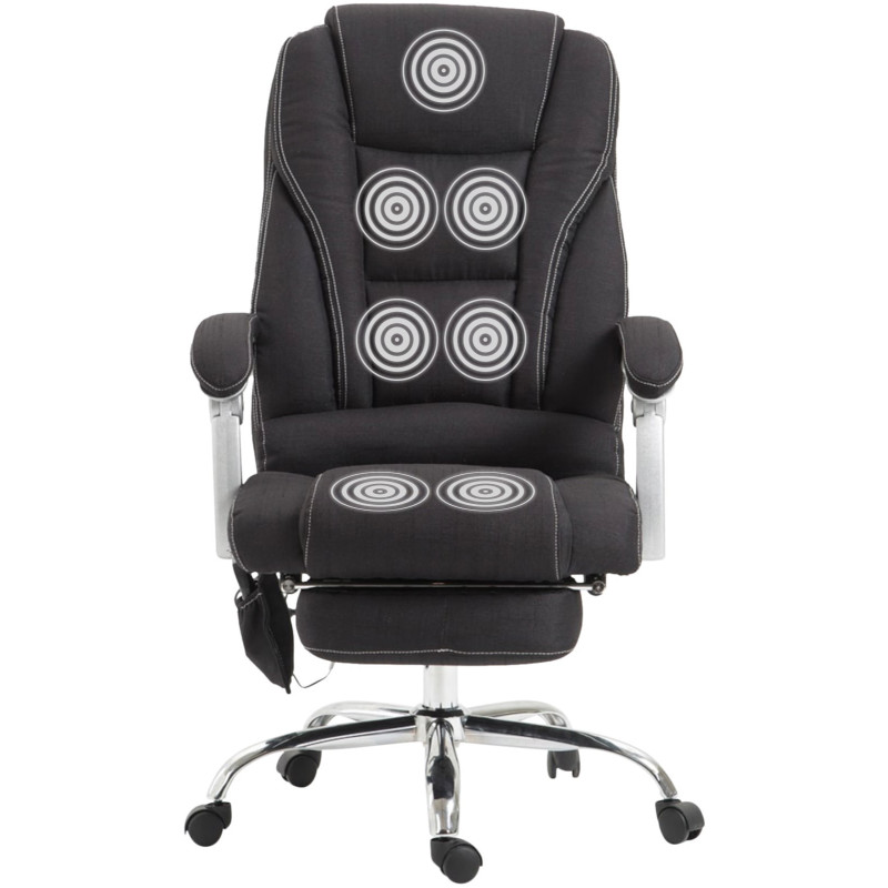 Chaise de bureau en tissu Pacific avec fonction massage noir