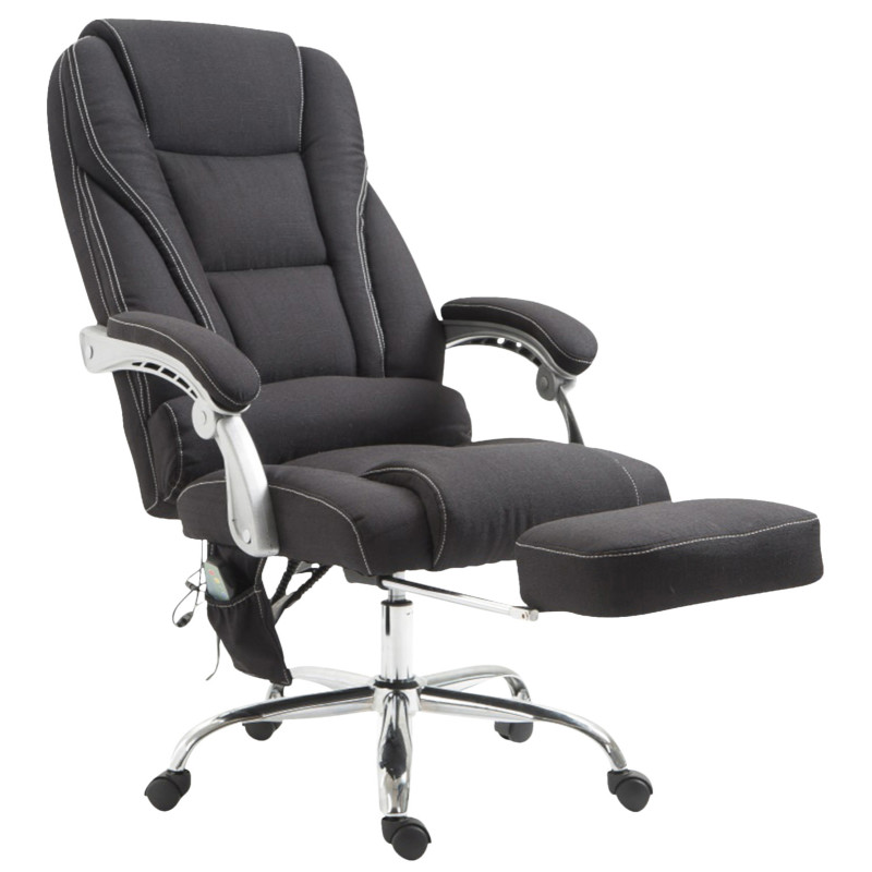 Chaise de bureau en tissu Pacific avec fonction massage noir