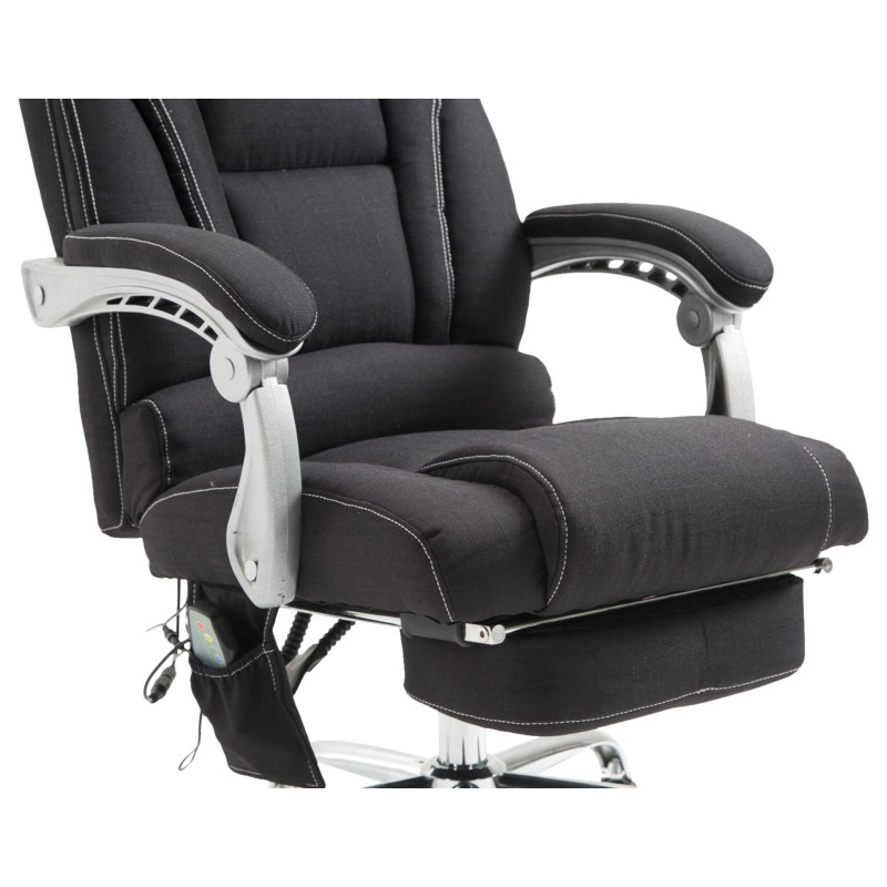 Chaise de bureau en tissu Pacific avec fonction massage noir