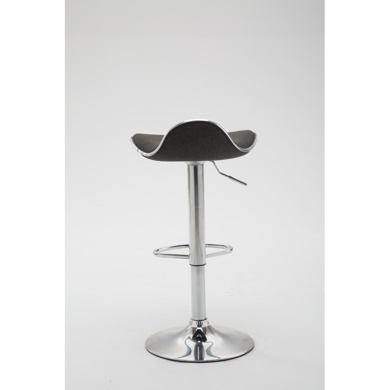 Tabouret de bar Shanghai, tissu, chrome, gris foncé