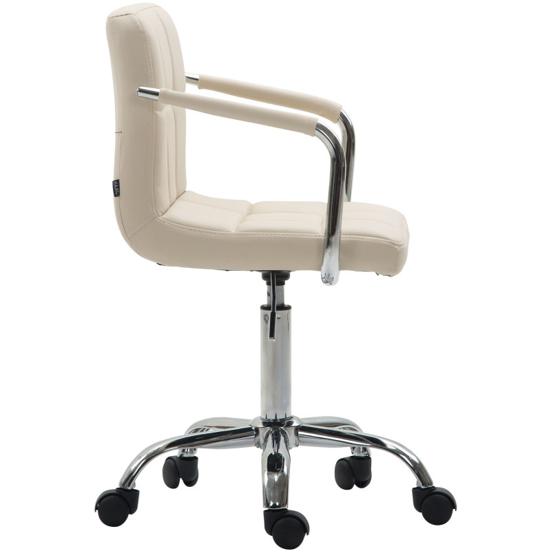 Chaise de bureau Lucy V2 en cuir artificiel crème
