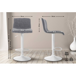 Tabouret de bar Hoover tissu W gris clair