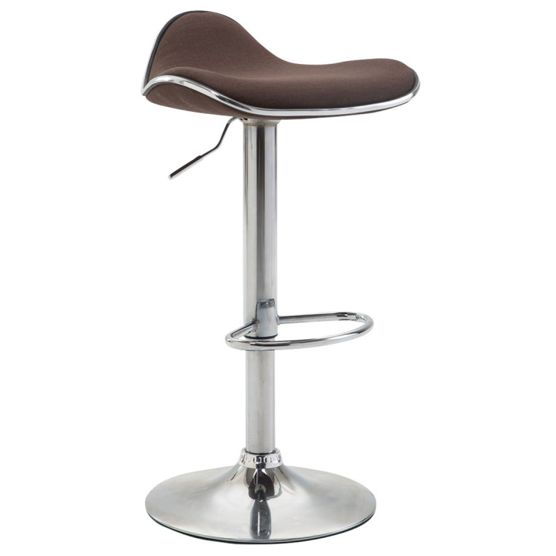 Tabouret de bar Shanghai, tissu, chrome, marron