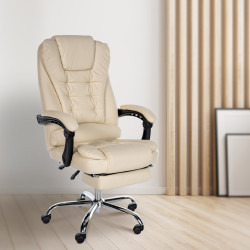 Chaise de bureau Oxygen en cuir artificiel crème
