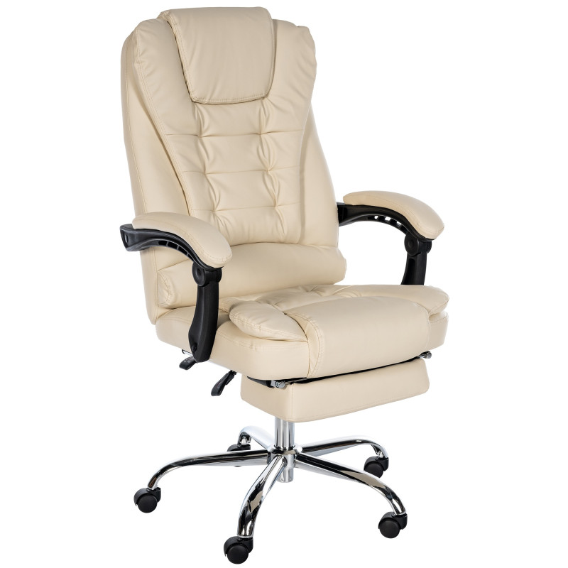 Chaise de bureau Oxygen en cuir artificiel crème