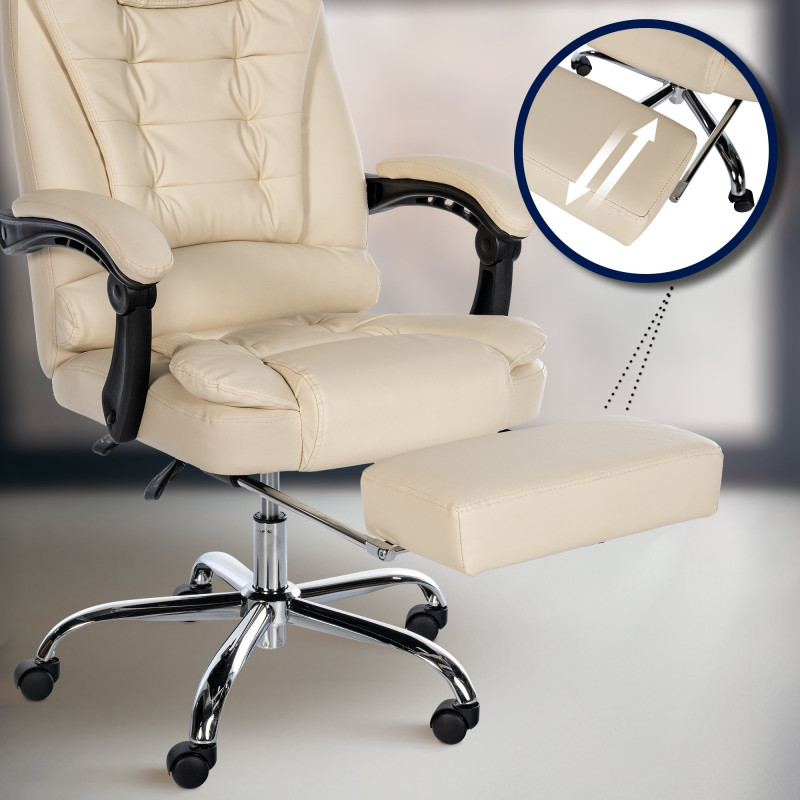 Chaise de bureau Oxygen en cuir artificiel crème