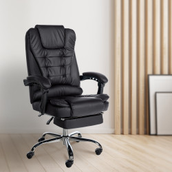 Chaise de bureau Oxygen en cuir artificiel noir