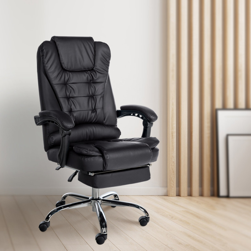 Chaise de bureau Oxygen en cuir artificiel noir
