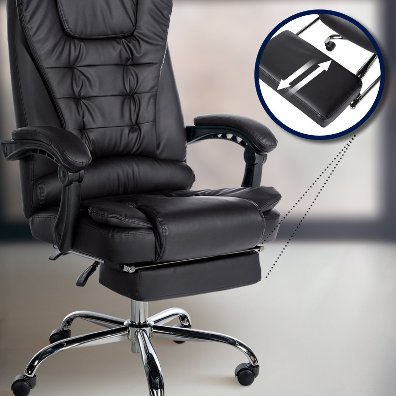 Chaise de bureau Oxygen en cuir artificiel noir