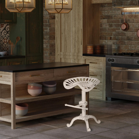 Taburete de bar Butch, blanco antiguo