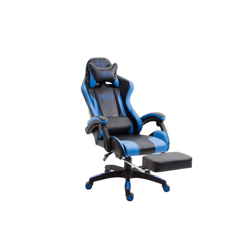 Chaise de bureau Ignite en similicuir noir/bleu
