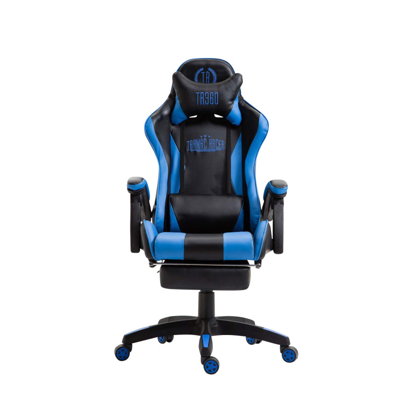 Chaise de bureau Ignite en similicuir noir/bleu
