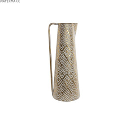 Vase Home ESPRIT Blanc Doré Métal Moderne 24,5 X 24,5 X 66 cm
