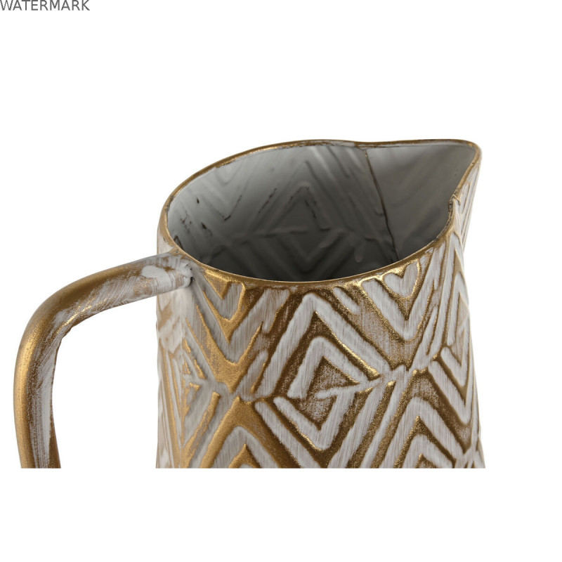 Vase Home ESPRIT Blanc Doré Métal Moderne 24,5 X 24,5 X 66 cm